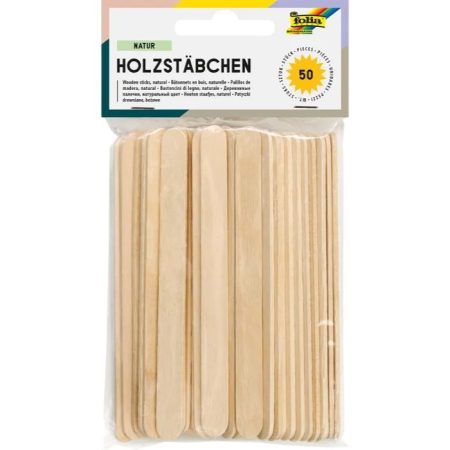 Fa pálcikák natúr színű, 114×10×2 mm, 50 db/csomag - Folia