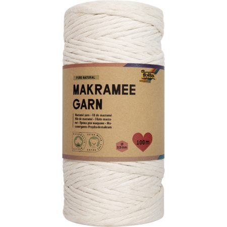 Makramé fonal PURE NATURAL, 100 m, Ø 3,5 mm, 100% pamut, extra puha - Folia