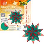   Bascetta csillag készlet, DUO papír, 15x15cm 32 ív/csg, piros/zöld