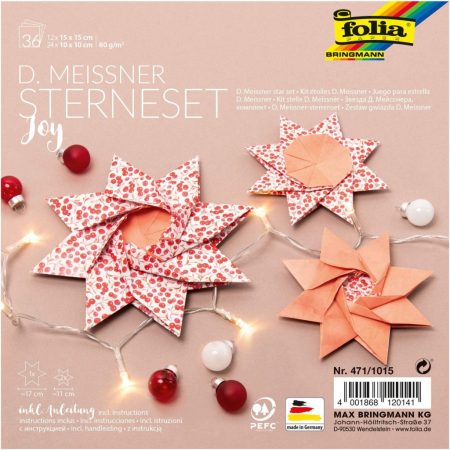 Csillaghajtogató készlet JOY, 36 ív/csg (15x15cm és 10x10cm)