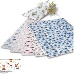   Dekorkarton karácsonyi - maci mintás, 270g/m², 50x70cm 10 ív/csg, arany/piros