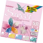   "SWEET" origami papír, 80g, 20x20cm, 50 ív/csg, 5 válogatott minta - Folia