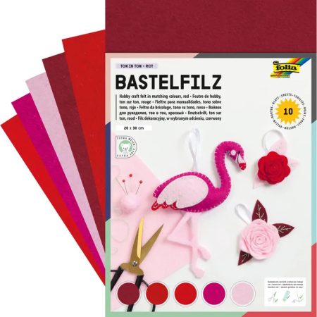 Barkácsfilc tónusos mix 150g/m², 20x30cm 10 ív/csg, piros