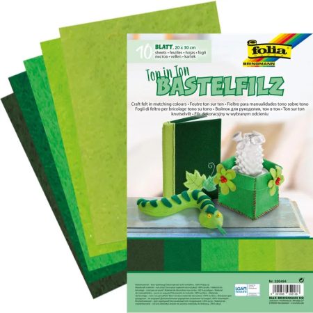 Barkácsfilc tónusos mix 150g/m², 20x30cm 10 ív/csg, zöld Barkácsfilc tónusos mix 150g/m², 20x30cm 10 ív/csg, zöld