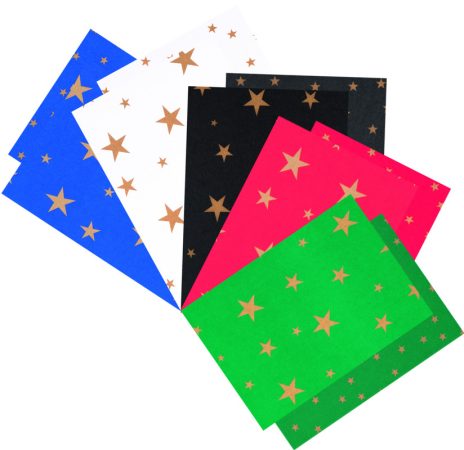 Fotókarton arany csillagokkal 300g/m² 25x35cm, 10 ív/csg vegyes színek Fotókarton arany csillagokkal 300g/m² 25x35cm, 10 ív/csg vegyes színek