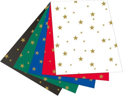 Fotókarton arany csillagokkal 300g/m² 50x70cm, 10 ív/csg vegyes színek Fotókarton arany csillagokkal 300g/m² 50x70cm, 10 ív/csg vegyes színek