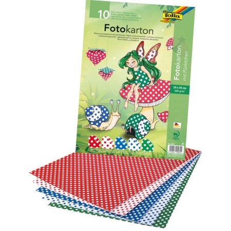 Fotókarton (pöttyös) 300g, 25x35cm, 10 ív/csg, vegyes színek - Folia