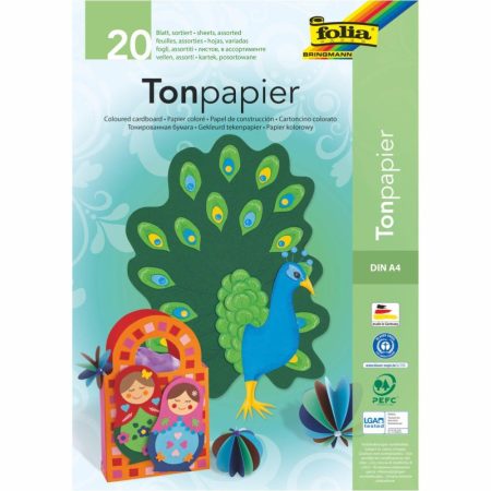 Dekorációs karton 130g, A/4 20 ív/csg, 10 különböző szín - Folia Dekorációs karton 130g, A/4 20 ív/csg, 10 különböző szín - Folia
