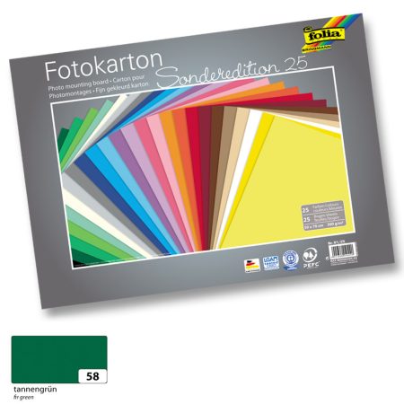 Fényes fotókarton 300g, 50x70cm, 25 ív/csg, fenyőzöld - Folia