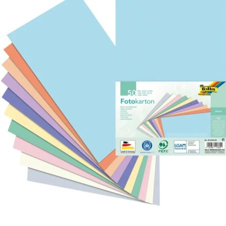 Pasztell fotókarton, A/4, 300g, 50 ív/csg, 10 válogatott szín - Folia Pasztell fotókarton, A/4, 300g, 50 ív/csg, 10 válogatott szín - Folia