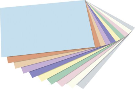 Pasztell színű dekorációs karton, 50x70cm, 130g, 100 ív/csg, 10 válogatott szín - Folia