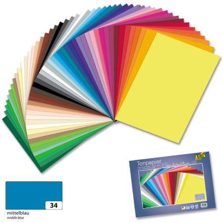 Dekorációs karton 130g, 50x70cm, 25 ív/csg, középkék - Folia