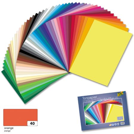 Dekorációs karton 130g, 50x70cm, 25 ív/csg, narancssárga - Folia