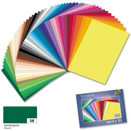 Dekorációs karton 130g, 50x70cm, 25 ív/csg, fenyőzöld - Folia Dekorációs karton 130g, 50x70cm, 25 ív/csg, fenyőzöld - Folia