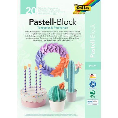 Pasztell színű dekorációs papír készlet A/4 20 ív/csg, 10 válogatott szín - Folia