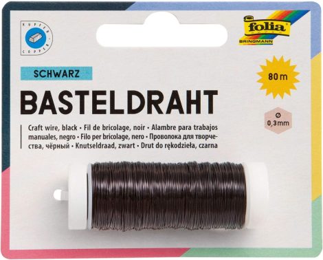Hobbi drót, rozsdamentes, 0,3 mm × 80 m, fekete, réz - Folia