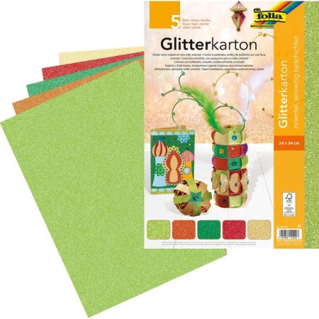 Csillámos karton ORIENTAL 300g/m², 24x34cm 5 ív/csg, vegyes