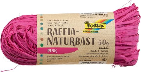 Raffia – természetes minőség, 50 g, 1 gombolyag, rózsaszín - Folia Raffia – természetes minőség, 50 g, 1 gombolyag, rózsaszín - Folia