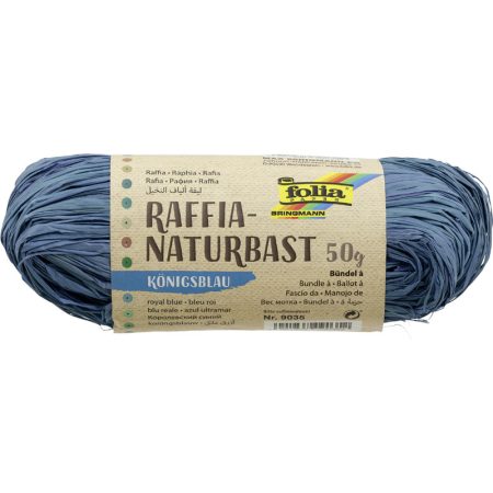 Raffia – természetes minőség, 50 g, 1 gombolyag, királykék - Folia
