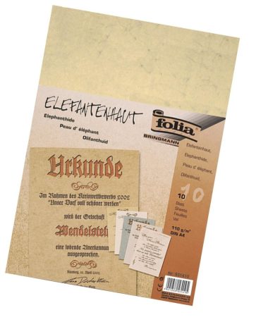 Elefántbőr papír, 110g, A/4, 10 ív/csg, CHAMOIS - Folia Elefántbőr papír, 110g, A/4, 10 ív/csg, CHAMOIS - Folia