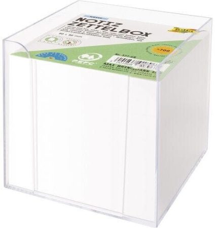 Jegyzettömb átlátszó műanyagban, 700 lap, 9,5×9,5×9,5 cm, papír: fehér - Folia Jegyzettömb átlátszó műanyagban, 700 lap, 9,5×9,5×9,5 cm, papír: fehér - Folia
