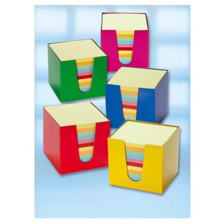 Jegyzettömb papír tartóban, 9×9×9 cm, intenzív színek - Folia