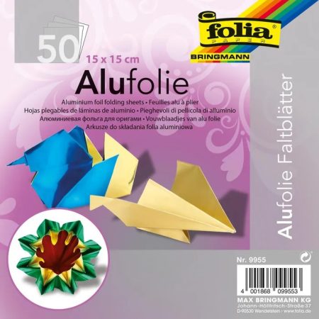 Hajtogatható aluminium ívek, 15x15cm, 50 ív/csg, vegyes színek - Folia Hajtogatható aluminium ívek, 15x15cm, 50 ív/csg, vegyes színek - Folia