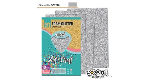 Dekorgumi glitteres A/4, 10 ív/csomag - ezüst SC1220