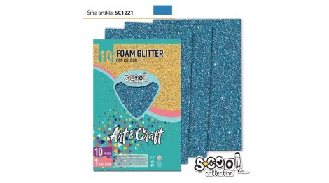 Dekorgumi glitteres A/4, 10 ív/csomag - világos kék SC1221