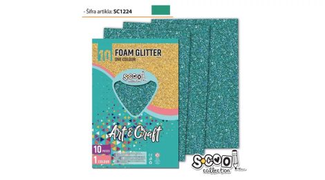Dekorgumi glitteres A/4, 10 ív/csomag - zöld SC1224