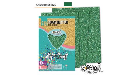 Dekorgumi glitteres A/4, 10 ív/csomag - sötétzöld SC1226